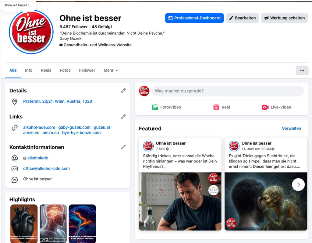 Screenshot der Facebook-Seite "Ohne ist besser"