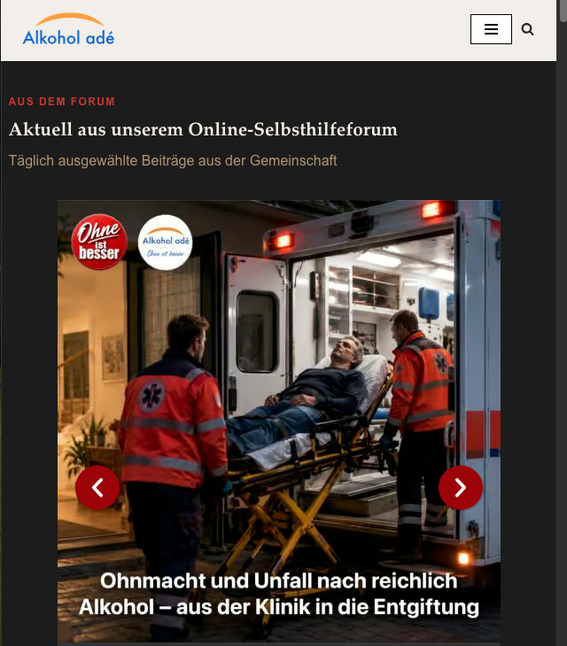 Screenshot der Website "alkohol-ade.com" von Gaby und Dr. med. Bernd Guzek